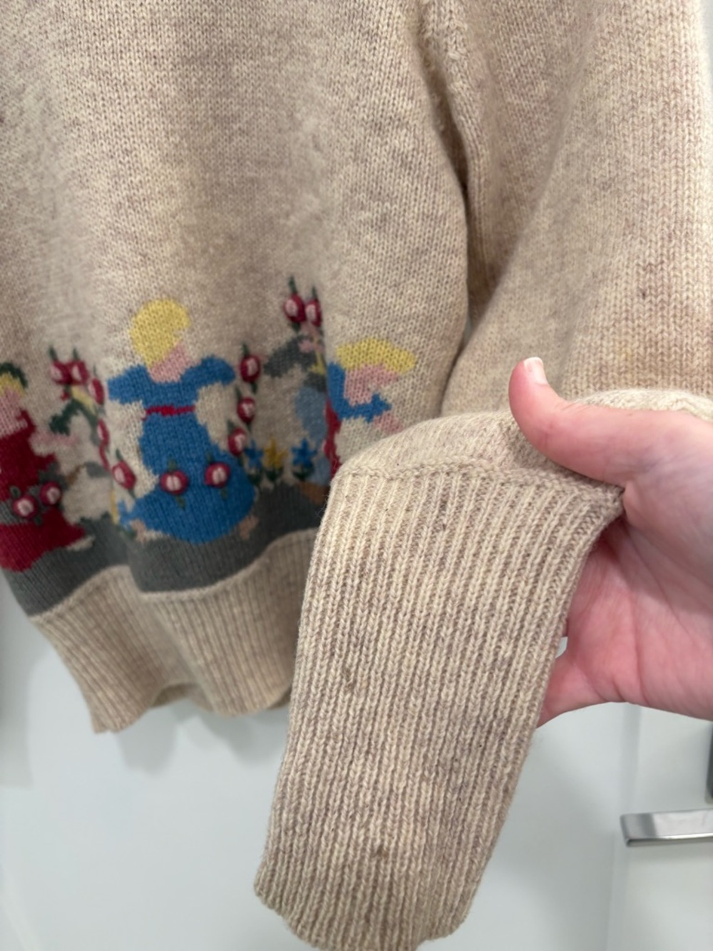 Vintage 90s Susan Bristol 100% Shetland Wool Dancing Ladies Knit Sweater Size S - Picture 7 of 14